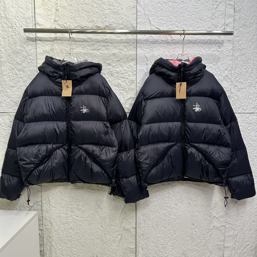Parker bread jacket, white duck down down jacket, short and versatile, short and high-end fluffy coat with zipper