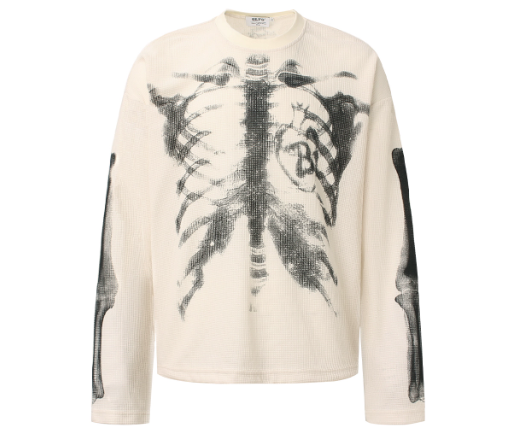 Printed Wagaff long-sleeved T-shirt for men and women, a trendy and casual top with a sense of design