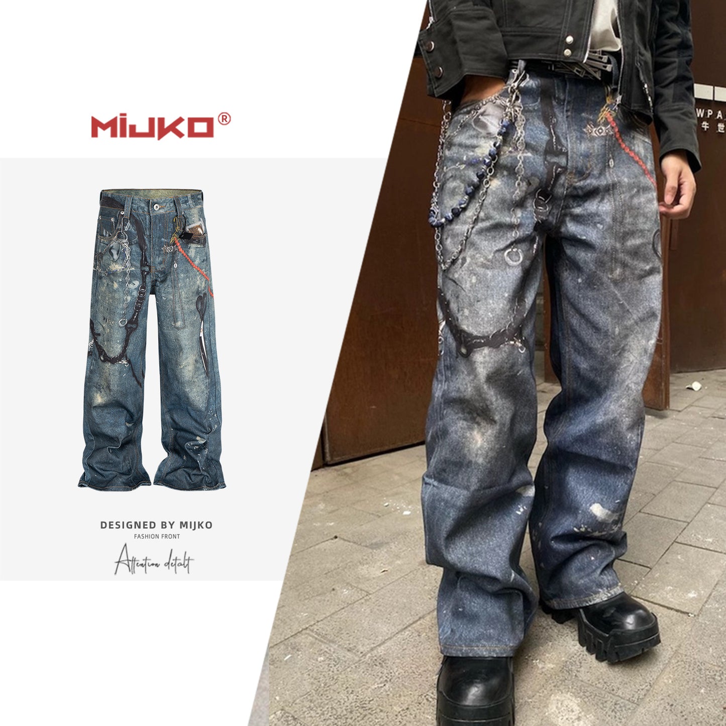 Men's jeans, straight-leg trousers