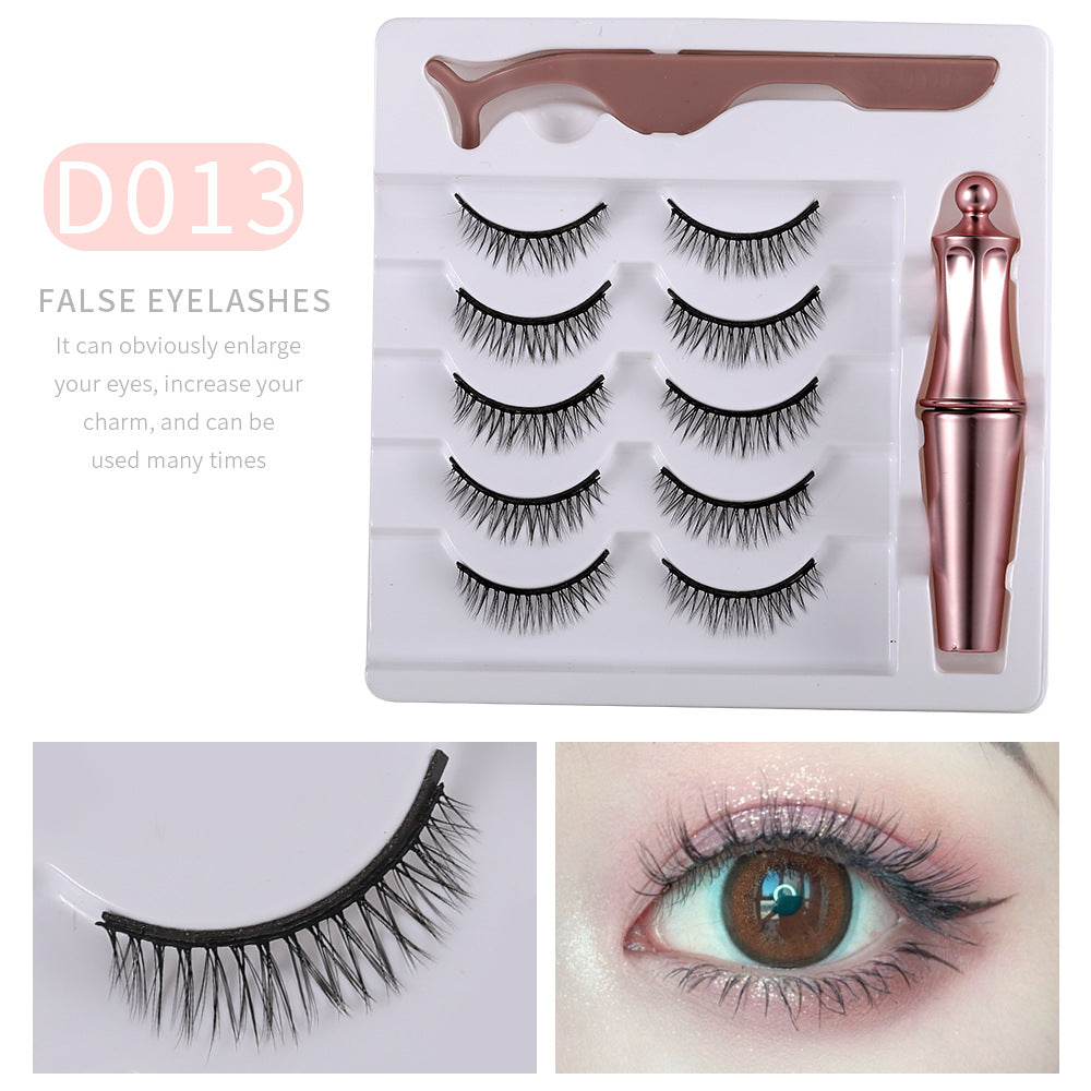 3d imitation mink eyelash suction eyelash 5 pairs with iron eyelash liquid false eyelashes