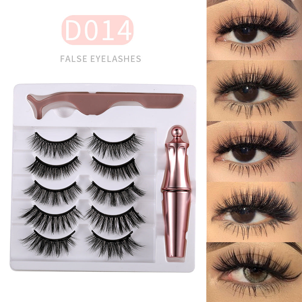 3d imitation mink eyelash suction eyelash 5 pairs with iron eyelash liquid false eyelashes