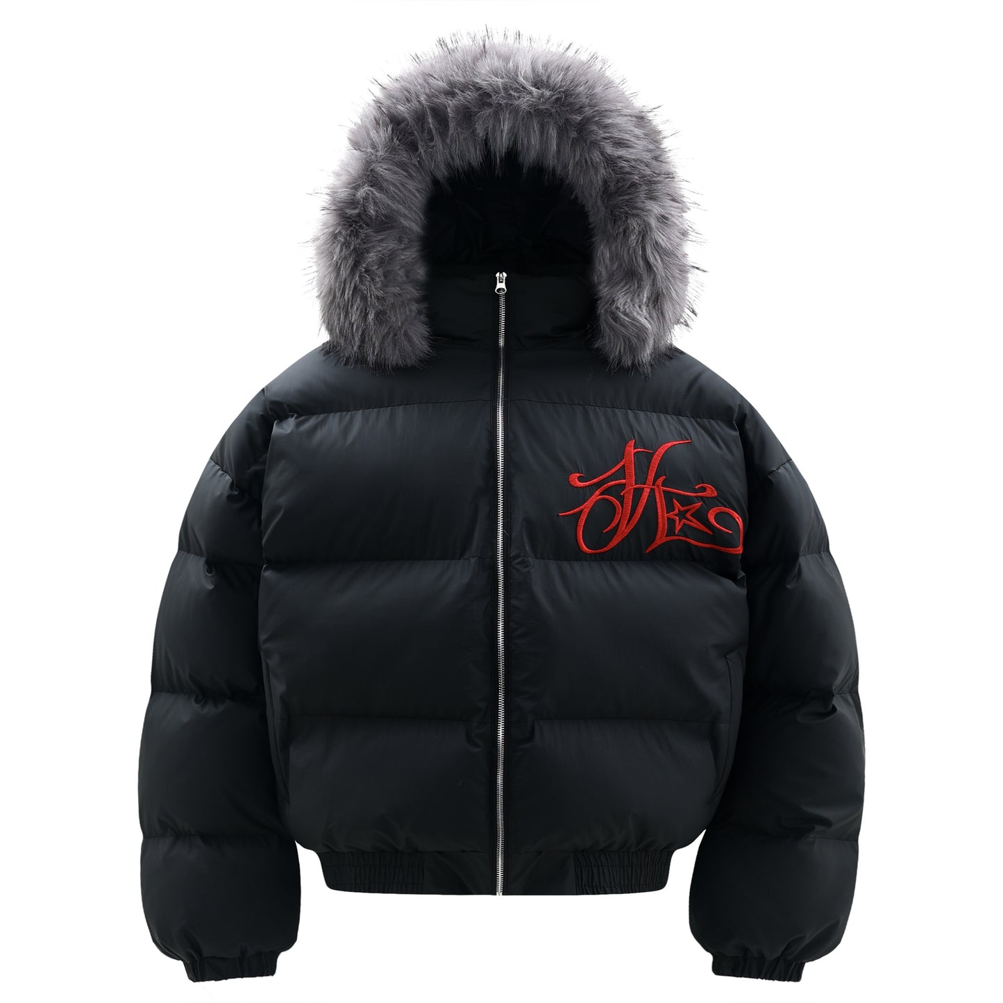 Detachable wool-collared hooded cotton-padded jacket, loose and thick warm bread jacket