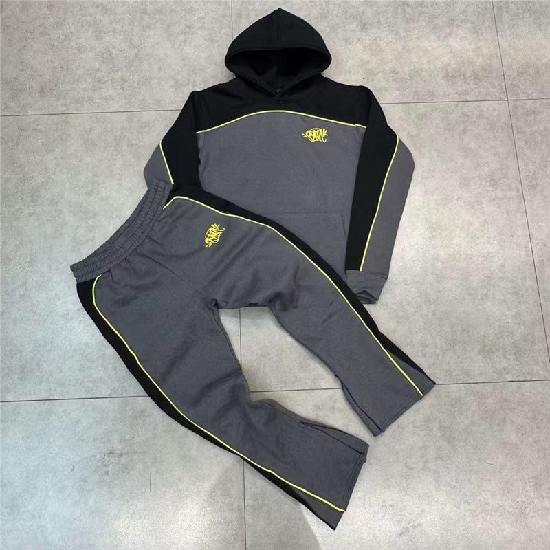 Syna World Tracksuit, a patchwork all LOGO hoodie, a niche American high street hoodie for casual wear