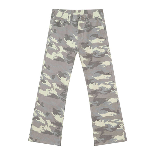 Jiezhan Youhuo: American camouflage slightly flared jeans, 25 autumn street loose casual pants