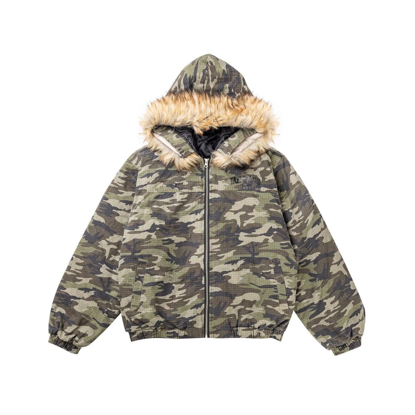 Winter American street trend camouflage detachable wool-neck flight cotton jacket