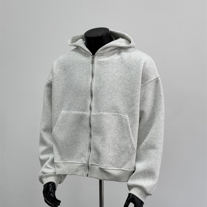 A 300-pound large-sized men's spring hooded sweatshirt with a schoolbag on the back, a men's top in floral grey