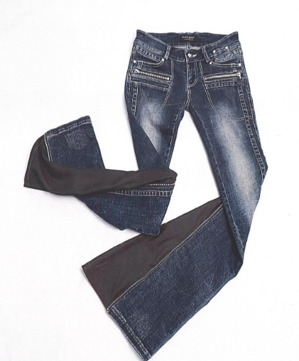 Floirds Market Deep blue multi-wearing zipper heavy stretch washable denim slimming long pants