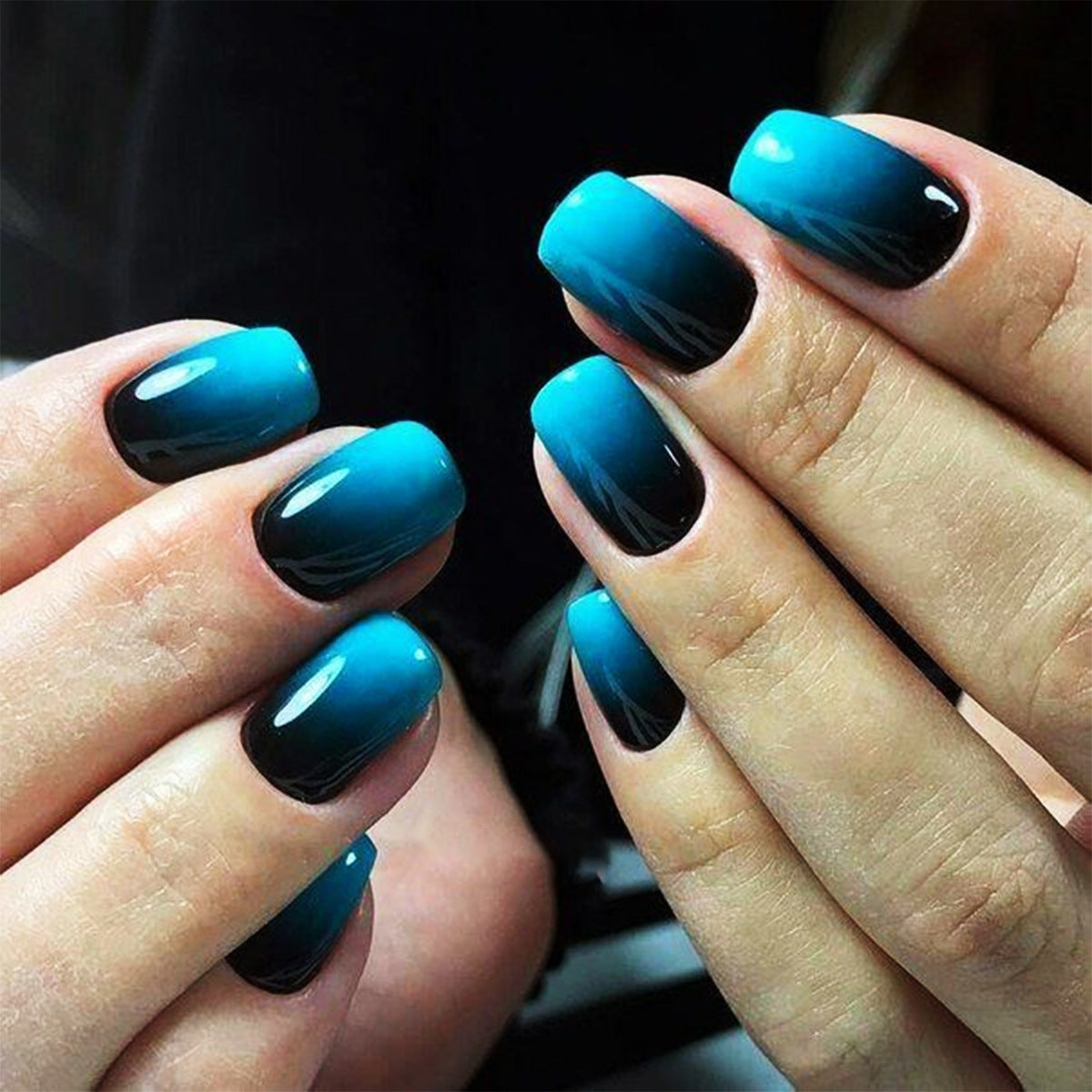 High-end wearing nails, 24-piece solid color gradient short style, whitening wearing nails