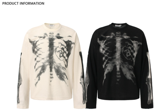 Printed Wagaff long-sleeved T-shirt for men and women, a trendy and casual top with a sense of design