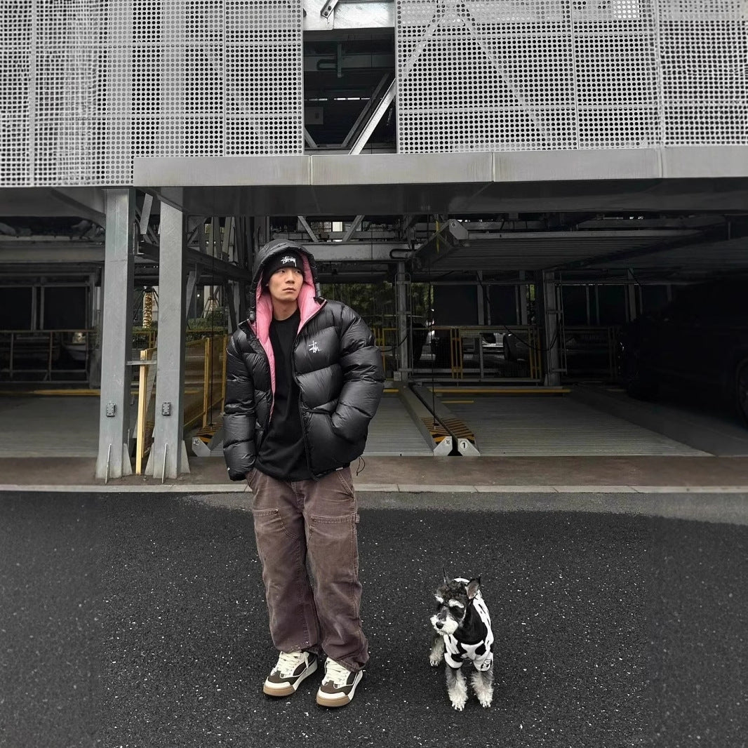 Parker bread jacket, white duck down down jacket, short and versatile, short and high-end fluffy coat with zipper