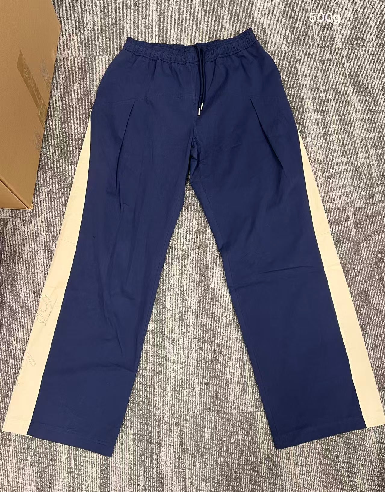 Blue and white trousers