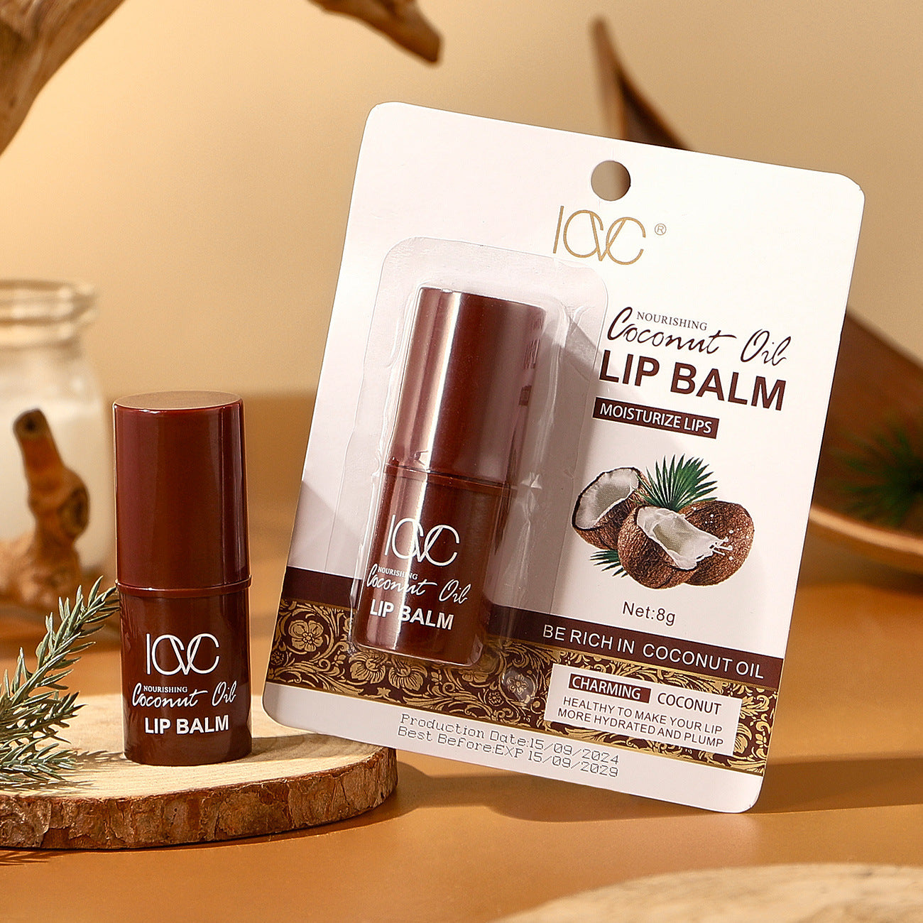ICVC Coconut Lip Balm Colorless Moisturizing Lip Balm Card Packaging English version