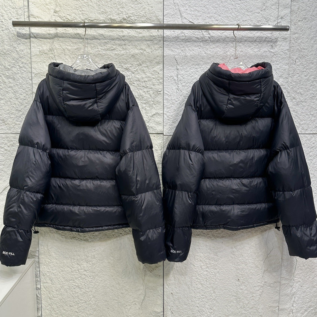 Parker bread jacket, white duck down down jacket, short and versatile, short and high-end fluffy coat with zipper