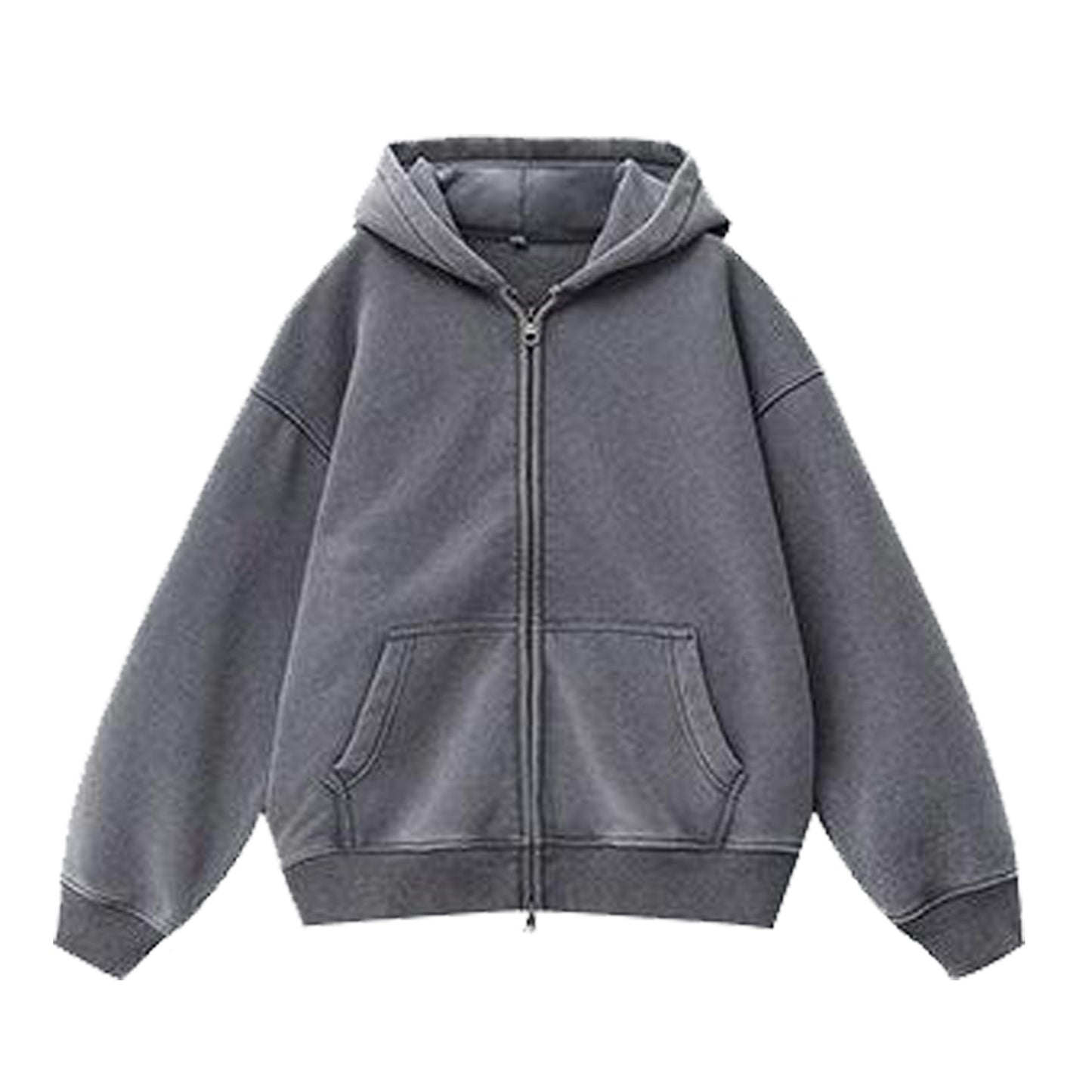 Fleece distressed hooded cardigan hoodie, American jacket, loose top, the same style, a heavyweight autumn and winter collection