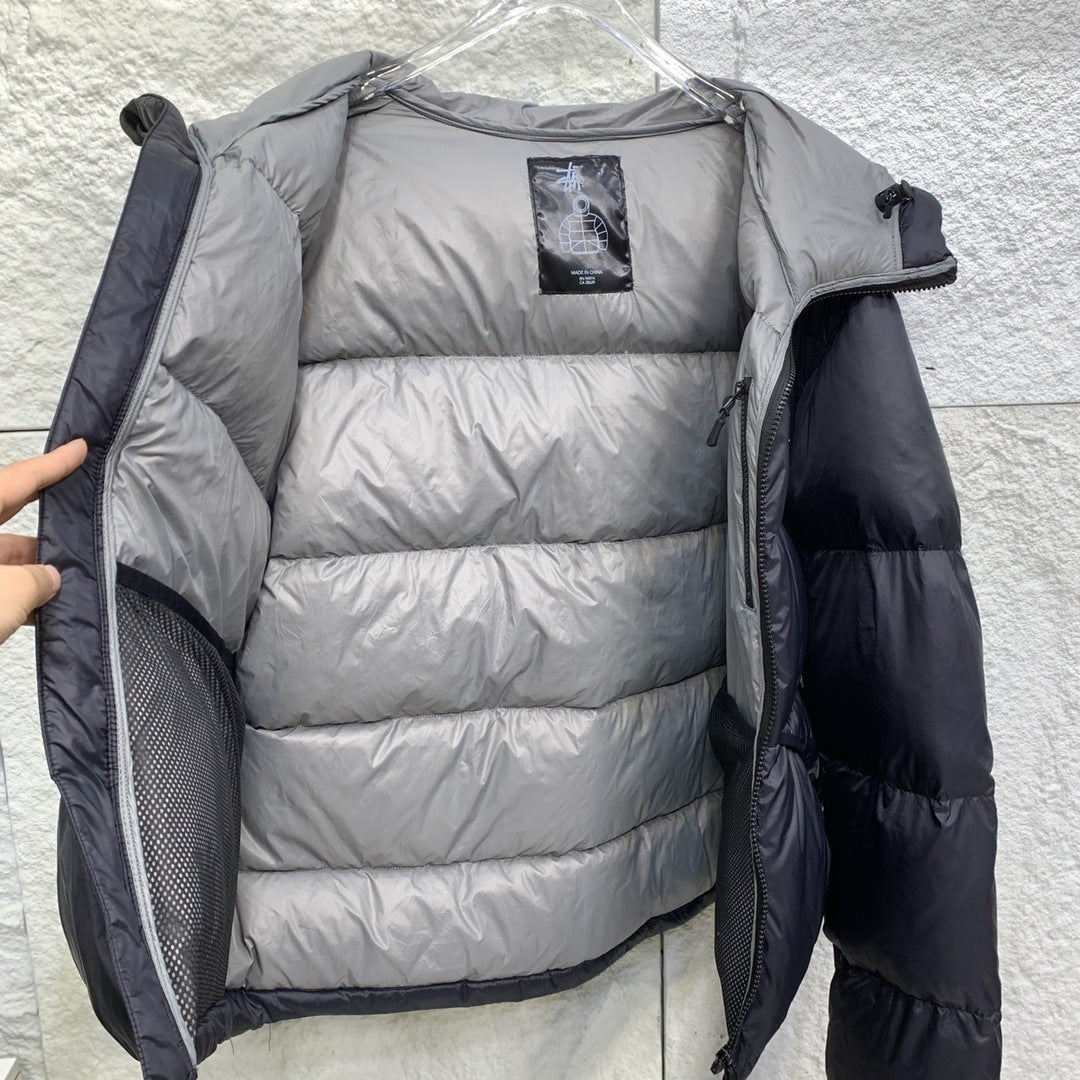 Parker bread jacket, white duck down down jacket, short and versatile, short and high-end fluffy coat with zipper