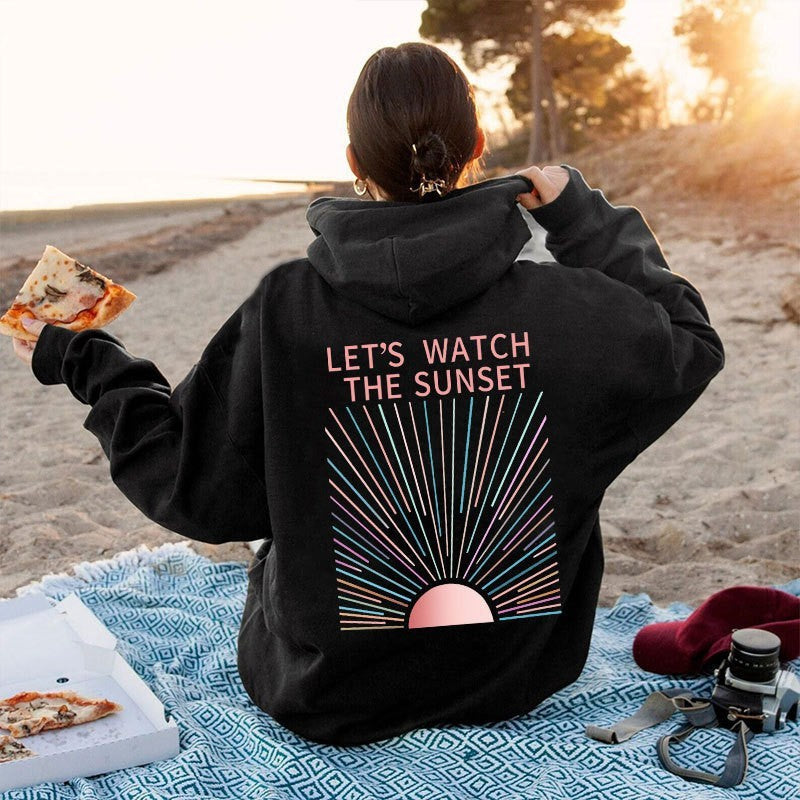 Autumn and winter XS-5XL fleece women's hooded sweatshirt with threaded cuffs, loose hem, warm hooded sweatshirt for women