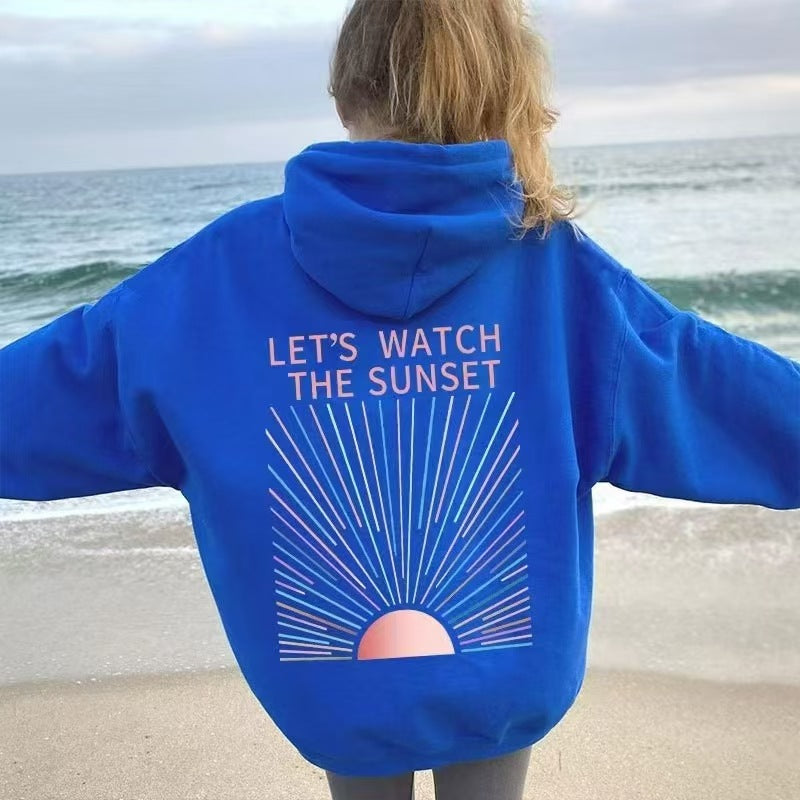 Autumn and winter XS-5XL fleece women's hooded sweatshirt with threaded cuffs, loose hem, warm hooded sweatshirt for women