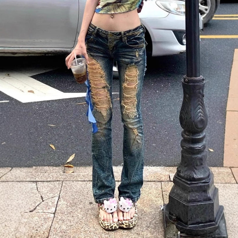 Ripped Retro Denim Jeans