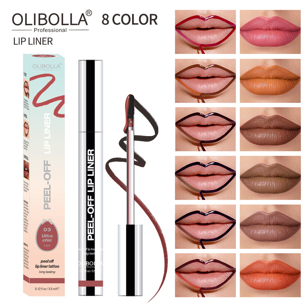 Pull-off lip liner dye and peel-off non-makeup lip liner lipstick show lip color