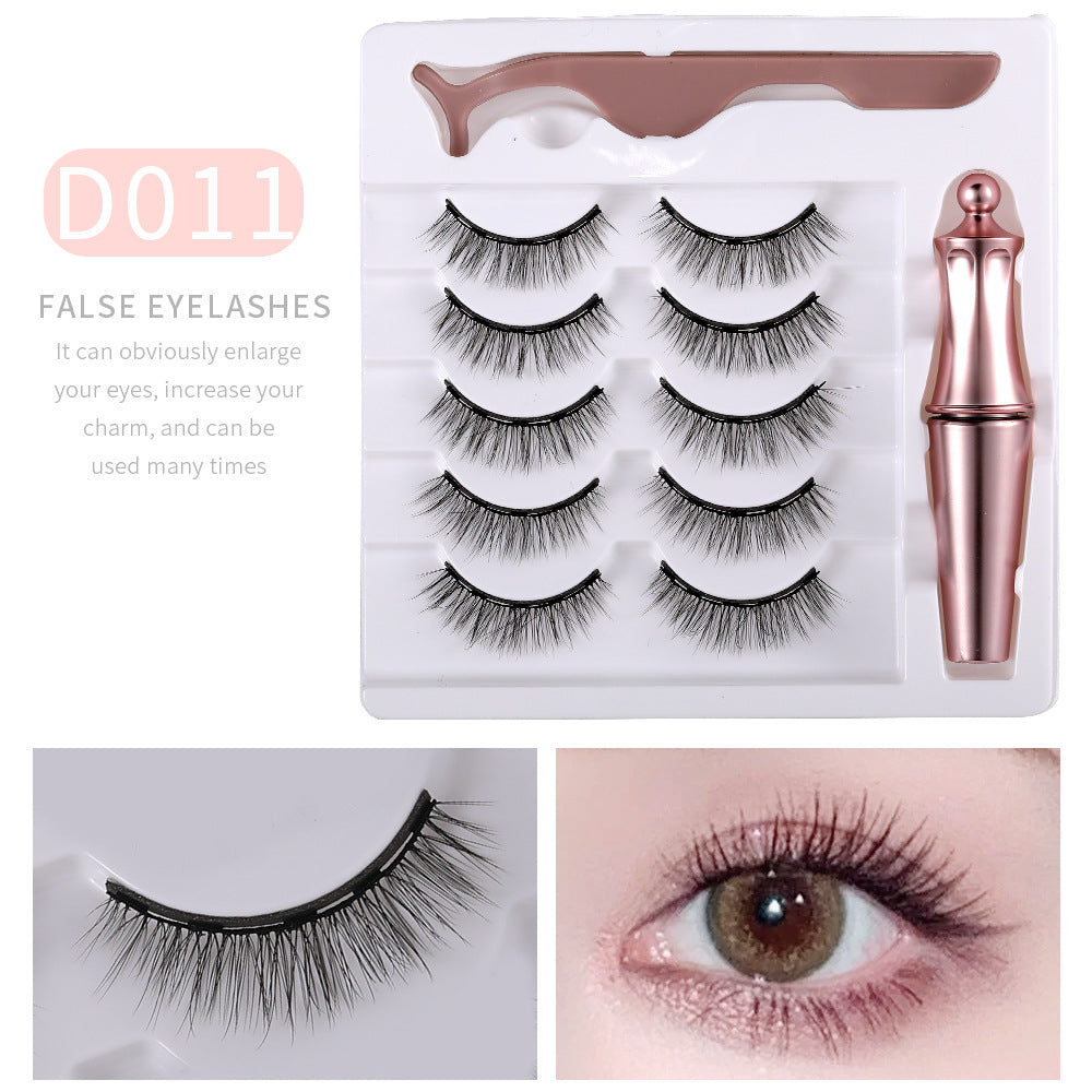 3d imitation mink eyelash suction eyelash 5 pairs with iron eyelash liquid false eyelashes