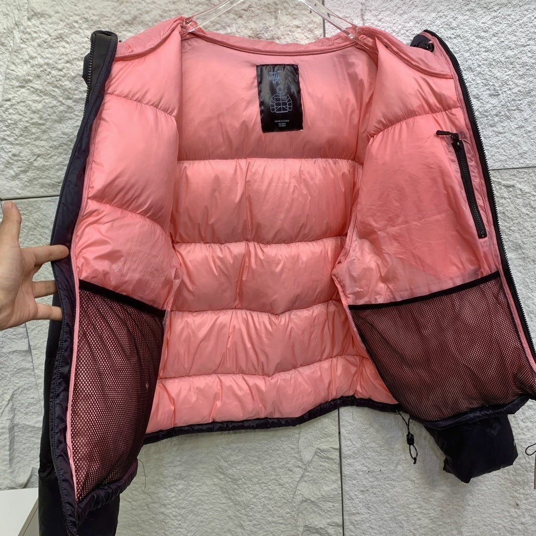 Parker bread jacket, white duck down down jacket, short and versatile, short and high-end fluffy coat with zipper