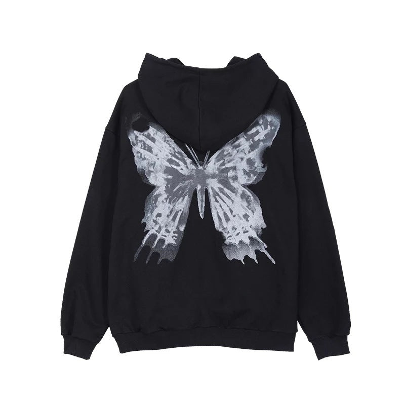A hooded, zipped cardigan and sweatshirt for women in autumn and winter. A loose, thick and versatile mid-length trendy coat