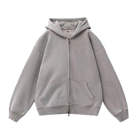 Fleece distressed hooded cardigan hoodie, American jacket, loose top, the same style, a heavyweight autumn and winter collection