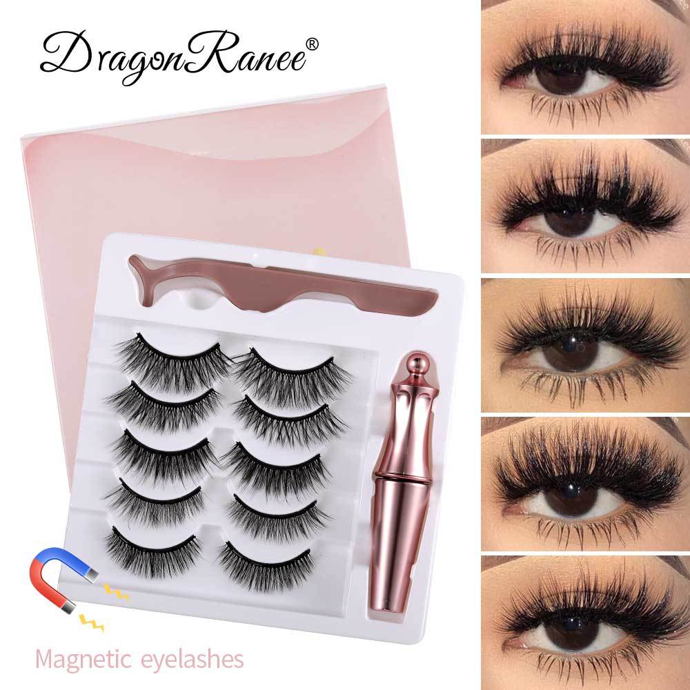 3d imitation mink eyelash suction eyelash 5 pairs with iron eyelash liquid false eyelashes