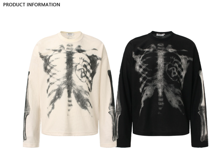 Printed Wagaff long-sleeved T-shirt for men and women, a trendy and casual top with a sense of design