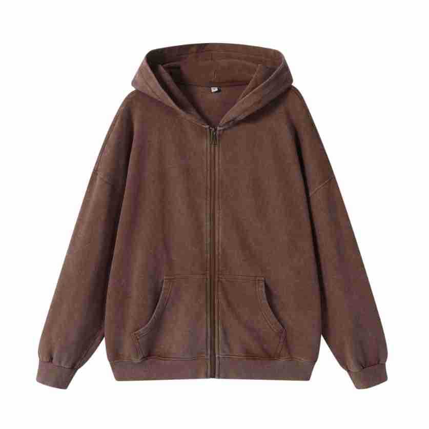 Wash American cardigan hooded sweatshirt, laid-back and loose coat, design sense, top with zipper, spring and autumn