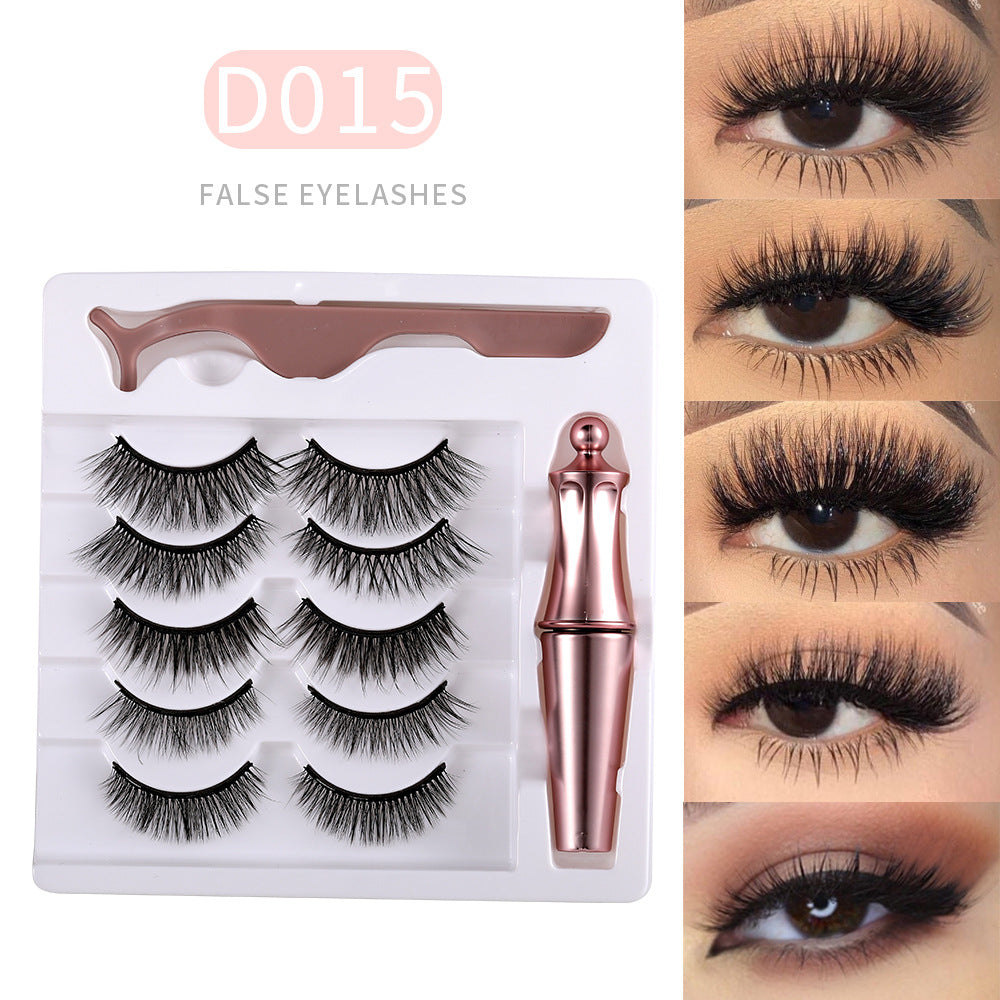 3d imitation mink eyelash suction eyelash 5 pairs with iron eyelash liquid false eyelashes