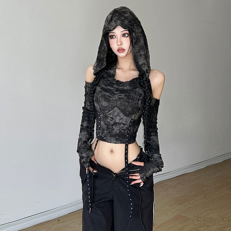 "Wind Autumn Winter Women's streetwear solid-color long-sleeved off-the-shoulder T-shirt for women.