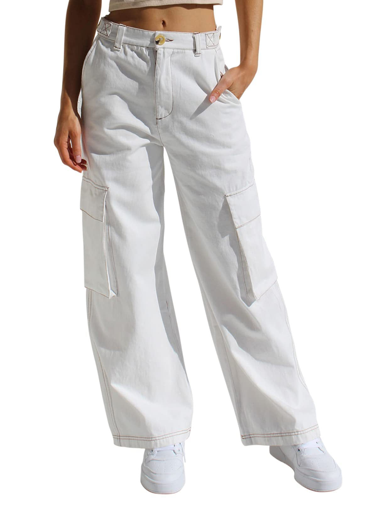 Multi-pocket cargo jeans woman