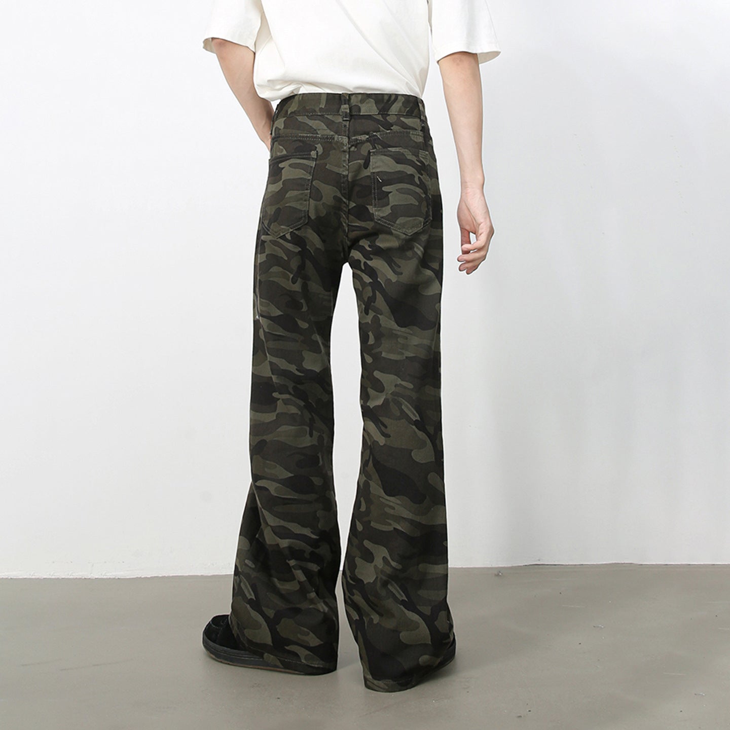 Jiezhan Youhuo: American camouflage slightly flared jeans, 25 autumn street loose casual pants