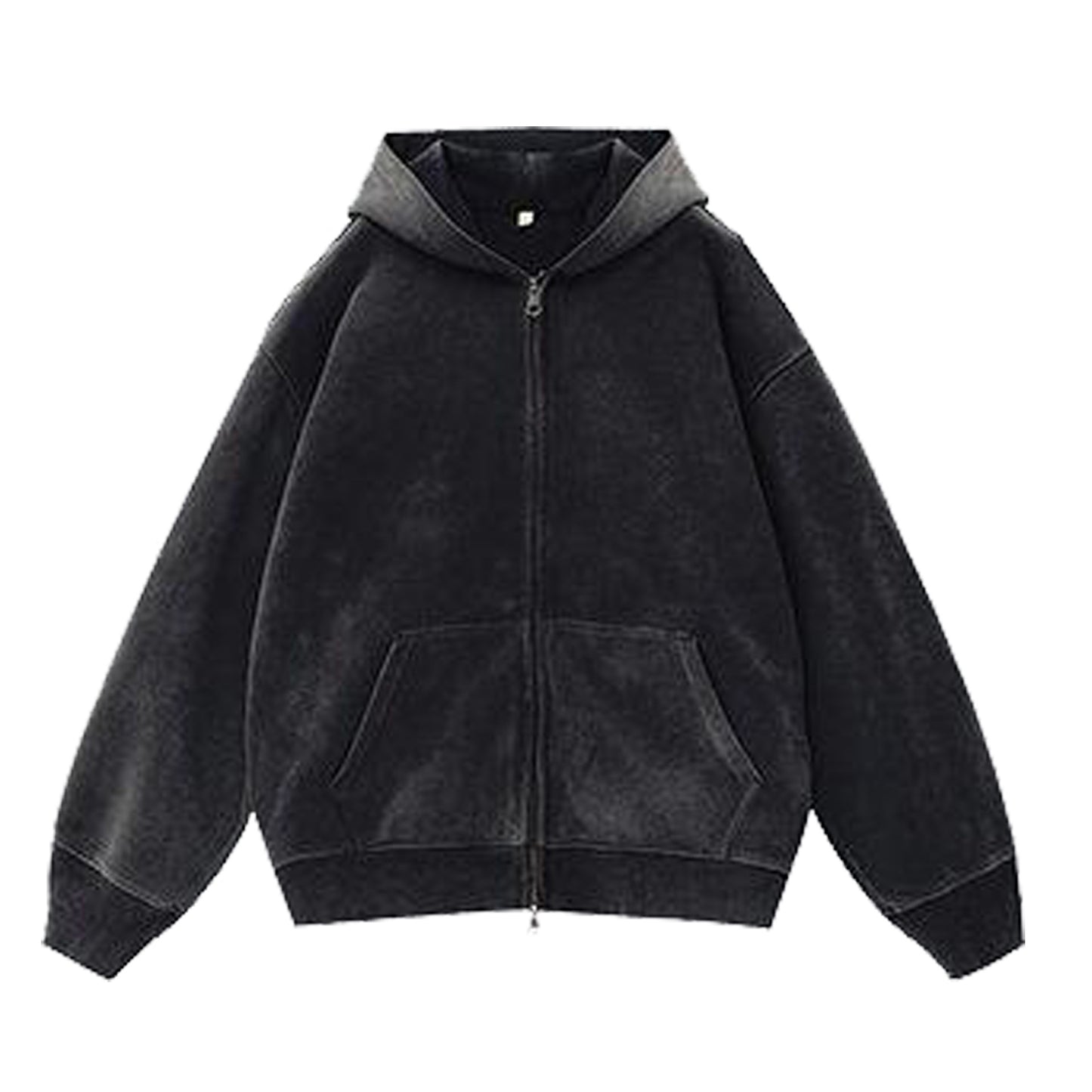 Fleece distressed hooded cardigan hoodie, American jacket, loose top, the same style, a heavyweight autumn and winter collection